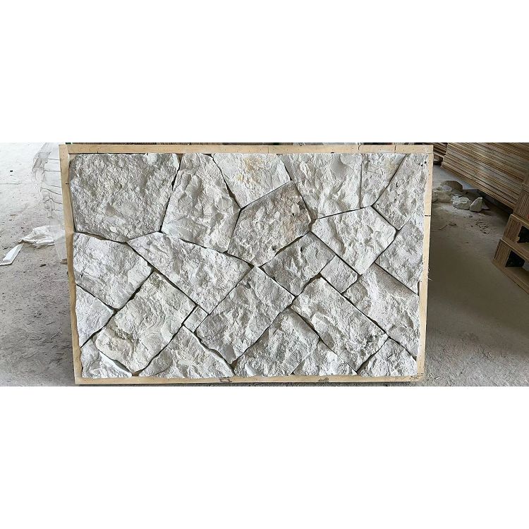 Неравномерная облицовка стен из белого песчаника из натурального камня для внутренних и наружных стен