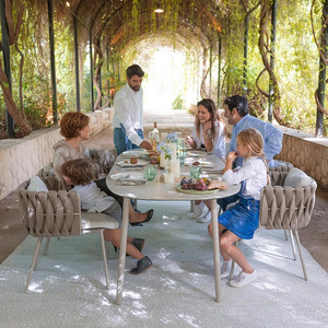 Fauteuils et table de café de jardin modernes, mobilier d'extérieur pour patio, restaurant, canapé de jardin <span class=keywords><strong>en</strong></span> corde tressée, cour, hôtel, parc - Product Image 5