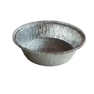 주름 벽 둥근 큰 그릇 용기 일회용 알루미늄 호일 그릇 직경 190mm 높이 56mm 실버 식품 PET 500 PC 허용