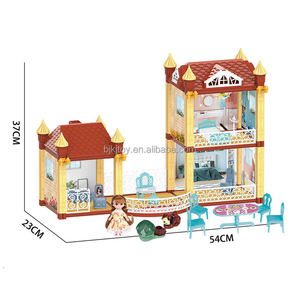 קאזה דה Maison 108 Pcs מודרני Dreamhouse ילדים בית בובות ריהוט מיניאטורי Diy גדול בובת בית לילדים עם מוסיקה אור