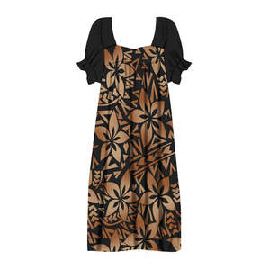 Quanzhou Hoge Kwaliteit Korte Mouw Mumu Jurk Pacific Eiland Design Vintage Bloemenjurken Vierkante Kraag Milieuvriendelijk Zoet - Product Image 2