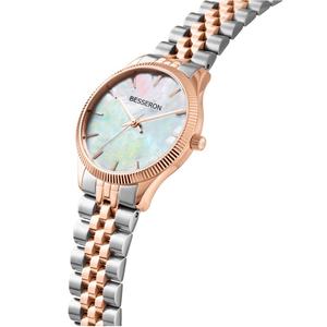 Reloj de Pulsera de Cuarzo de Lujo para Mujer 2024, 32 mm, Acero Inoxidable 316L, Esfera de Nácar, Correa de Cuero, Elegante - Product Image 3