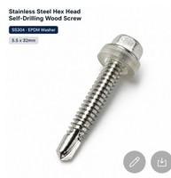 Vis autoperceuse à tête hexagonale en acier inoxydable 304, 6,3x32mm, avec rondelle EPDM, filetage métrique complet, pour décoration intérieure et extérieure