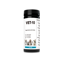 10 Tiras Reactivas Veterinarias VET-10 para Orina de Perros y Gatos con Especialidad Anti-VC, Certificadas por la CE para Análisis de Orina y Chequeo Animal