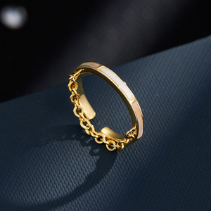 Stylish Natural Seashell <b>Open</b> <b>Ring</b> Adjustable Index Finger <b>Ring</b> Geometric Shape Channel Setting Jewelry Gift - Product Image 4