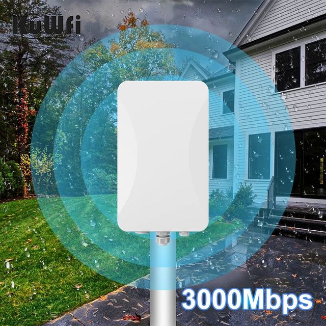 KuWFi Omnidirectional Antenna 3000Mbps Outdoor Wifi ap 2.4G 5.8G Long Range Openwrt Gigabit Outdoor ap for Commercial Use