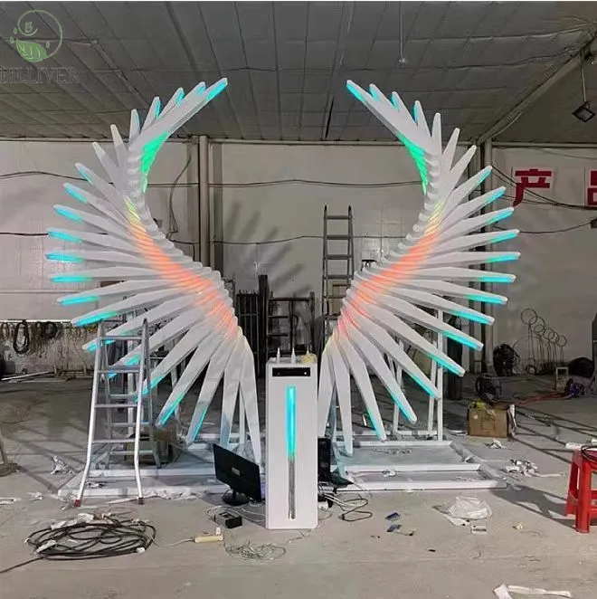 Can Be Customized Angel Wings artistic lighting human sensing gesture Outdoor Holiday Christmas Xmas Wedding Party Decorations