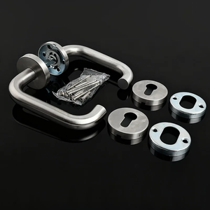 Multi Size Modern Apartment Fireproof Fire <b>Door</b> <b>Safety</b> Passage 304 Stainless Steel Split Double Curved Handle <b>Lock</b> Ambidextrous - Product Image 6