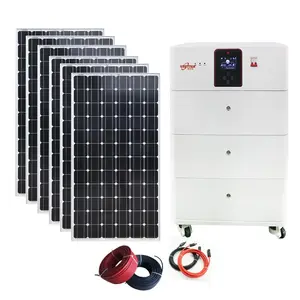 Kit solar de sistema híbrido, sistema de energía solar de 5000W Almacenamiento de sistema de energía solar fuera de la red para el hogar comercial/