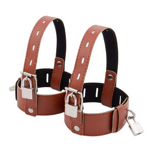 革製ハイヒールシューズ ロックベルト BDSM 拘束具 調節可能なストラップ セクシー フェチ 大人向けゲーム 手錠 - Product Image 3