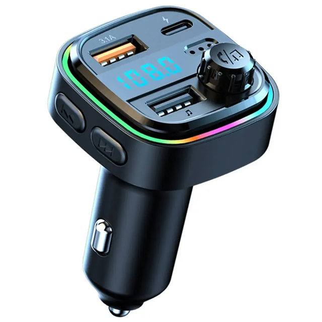New Dual USB Car Charger FM Transmitter Adapter Wireless Handsfree Stereo Mp3 Player Colorful Lights FM Modulator