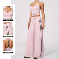 Ensemble de sport et yoga 2 pièces TZ3588-9 à col en V et dos ajouré, séchage rapide, extensible, taille haute, coupe ajustée pour la course et l'entraînement