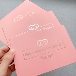 การ์ดขอบคุณแบบฝรั่งเศส Merci แบบกำหนดเอง ขอบฟอยล์สีโรสโกลด์ ปั๊มโลโก้ด้วยความร้อน การ์ดอวยพรกระดาษสีขาวสำหรับธุรกิจขนาดเล็ก - Product Image 4