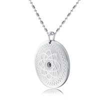 Pendentif énergétique quantique en acier inoxydable plaqué or, avec 7 pierres énergétiques, design géométrique - Cadeau tendance pour la santé