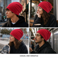 Slouchy Beanie Baumwollstrick Elastisch Einheitsgröße Unisex Lässige Streetwear Mode Individuelles Logo Stickerei Druck OEM Großhandel Niedriger MOQ