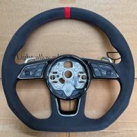 Volant de voiture personnalisé en suède à fond plat avec bouton Start/Stop pour Audi S5 B8.5 A6 C7 A6 A4 B8 A1 2018SQ5 Q4 B7 2015S3 A3 8V