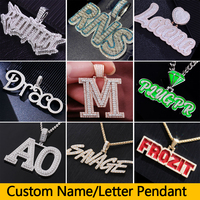 Vente en gros Pass Diamond Tester Moissanite A-Z Initial Pendentif 925 Sterling Silver Iced Out Bijoux Hip Hop Lettre Pendentif pour Hommes