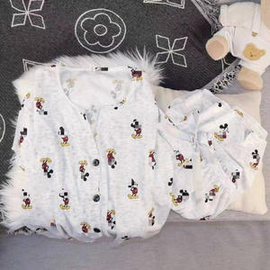Printemps et automne mince col en V glace fil de soie coton pyjamas femmes Internet Style populaire <span class=keywords><strong>costume</strong></span> à manches longues - Product Image 4