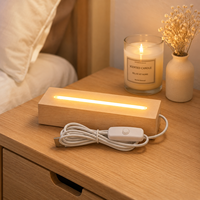 Base de lampe LED rectangulaire en bois pour éclairage de nuit, support pour acrylique, plexiglas, illusion 3D, base lumineuse LED en bois