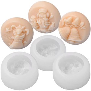 Christmas Silicone Molds Round Bell Stocking Santa Relief Cake Baking Mold 3 Pieces - Product Image 5