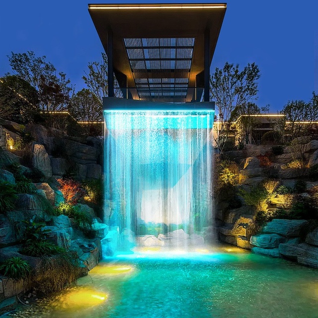 Waterfall LED Strip Light 72W IP67 Waterproof Outdoor RGB Remote Control for Pool Fountain Garden Wall Landscape Lighting