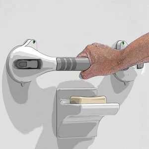 16 inç modern banyo kaymaz sap gri tut barlar yüksek kalite emme 2 bardak duş dengesi korkuluk destek yardımcı banyo - Product Image 4