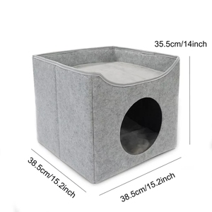 Benutzer definierte faltbare Katze Soft Cave Bett 2 in 1 Solid Colla psible <span class=keywords><strong>Cube</strong></span> Indoor Filz Cat <span class=keywords><strong>Dog</strong></span> House - Product Image 3