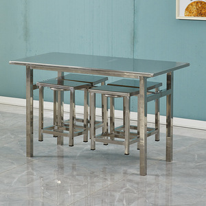 Stainless Steel <b>Table</b> With Stools <b>4</b> 6 Seater School Factory Canteen Fast Food <b>Dining</b> <b>Set</b> - Product Image 3