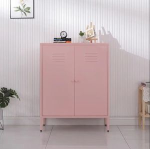 أثاث منزلي خزانة جانبية فولاذية بنصف ارتفاع بابين معدني بأرجل - Product Image 1