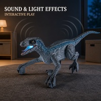 LKTOYS RC Dinosaure Velociraptor infrarouge électrique de simulation (gris et bleu) avec son et lumières