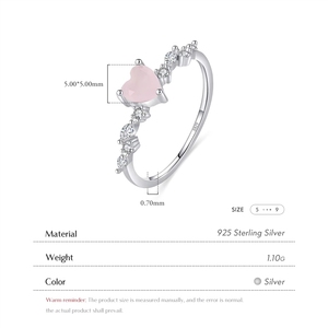 로맨틱한 고급 주얼리 액세서리 925 스털링 실버 섬세한 크리스탈 하트 반지 (여성용) - Product Image 3