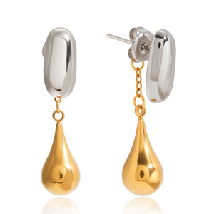 Boucles d'oreilles en forme de goutte d'eau en acier inoxydable pour femmes, bijoux de fête - Product Image 5