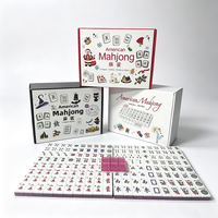 Ensemble de Mahjong américain sur le thème de Noël, tuiles de Mahjong rose pailletées, coffret cadeau de luxe, kit complet de jeu de Mahjong pour les fêtes de fin d'année