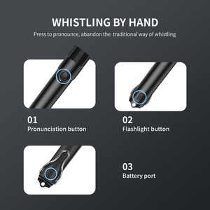 Còi điện tử hai tông màu có thể sạc lại nhỏ gọn với đèn pin LED thiết kế cầm tay tiện lợi - Product Image 5