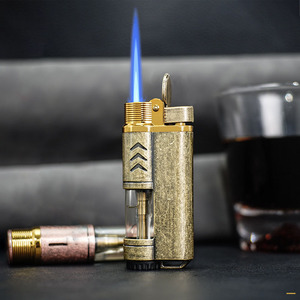 旧货金属外壳防风蓝色火焰打火机视觉气体窗户丁烷打火机 - Product Image 1
