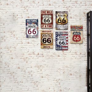 Panneau en métal Route 66, décoration murale rétro historique de l'autoroute américaine pour garage, man cave, décoration de voyage en voiture - Product Image 2