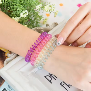 YT bonbons couleurs <span class=keywords><strong>plastique</strong></span> téléphone fil bandeau arc-en-ciel chouchous anneau de <span class=keywords><strong>cheveux</strong></span> <span class=keywords><strong>spirale</strong></span> <span class=keywords><strong>cheveux</strong></span> cravates pour filles femmes - Product Image 4