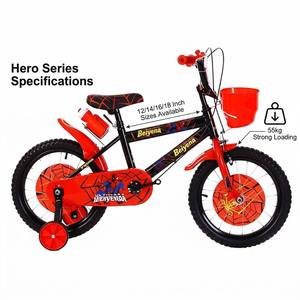 Nouveaux vélos en acier pour enfants 12, <span class=keywords><strong>14</strong></span> et 16 <span class=keywords><strong>pouces</strong></span>, modèles garçons et filles, avec roues d'apprentissage, panier en plastique, vitesses simples - Product Image 3