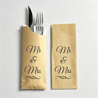 Pochette personnalisée en papier kraft pour couverts de restaurant avec serviette – Sac de rangement pour fourchettes, couteaux et argenterie