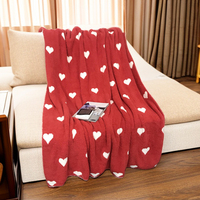 Nouvelle conception, couverture en microfibre de polyester de haute qualité pour la Saint-Valentin, douce, chaude et confortable, en tricot en forme de cœur pour canapé