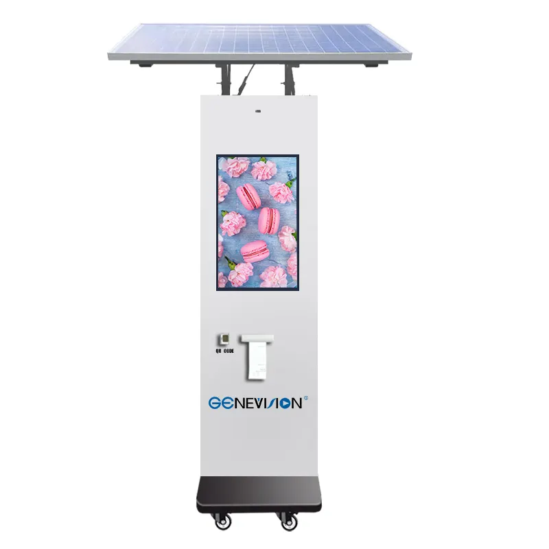 Máquina de pago de quiosco de pedido y pago de restaurante de servicio rápido con energía solar para exteriores impermeable IP65 de 27 pulgadas