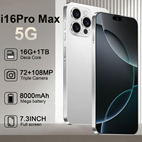 Teléfono Inteligente I16 Pro Max 5G al por Mayor, Desbloqueado, Deca Core, 16GB/1TB de Almacenamiento, Pantalla HD de 108MP, LTE/CDMA, OLED de 120Hz, Carga Rápida de 65W