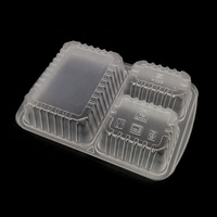 Boîte à lunch Bento 3 compartiments, boîtes d'emballage à emporter, contenants en plastique jetables