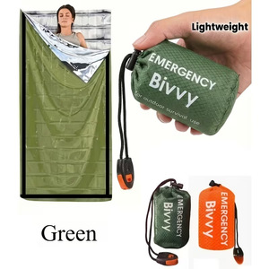 Sac de couchage d'urgence léger en Mylar avec cordon de serrage pour le camping en plein air, sac de survie en gros - Product Image 6