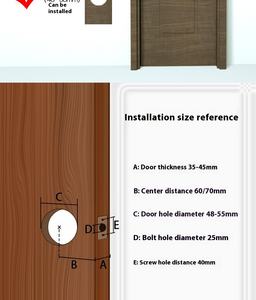 Ensemble de serrures universelles pour portes intérieures en bois, gauche et droite, avec poignée sphérique en alliage de zinc à trois barres, pour cuisine, commode et armoire - Product Image 3