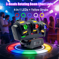Projecteur LED RGBW à 3 têtes mobiles haute luminosité 120W, stroboscope rotatif DMX512, activé par le son, CRI 80 élevé, pour KTV, bar, club, soirée, discothèque