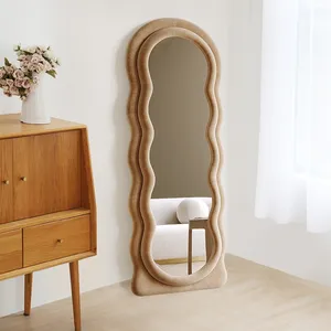 Nhà tường Gương phòng ngủ hiện đại dễ thương Bắc Âu Gương phòng khách lượn sóng trang trí chambre trang trí nhà gương