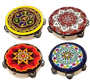 Double Row Bell Tambourines Wholesale Hand <b>Drums</b> Wooden Bell <b>Drums</b> Orff Percussion Instruments - Product Image 1