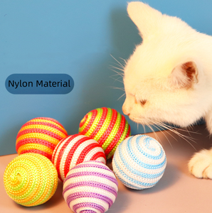 Luxury Multi-Color Interactive Pet Chew Toy Bite-Resistant Nylon <b>Ball</b> Wool Feather Plastic Rope Paper Materials Cats Animal - Product Image 1