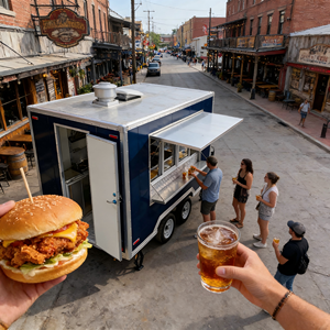 Food Truck Trailer con Bagno Completamente Attrezzato, Rimorchio per Catering Stradale, Furgone per Fast Food, Hamburger, Pollo Arrosto, BBQ in Vendita negli USA - Product Image 2
